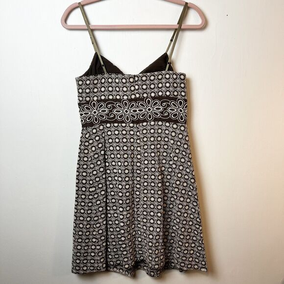 B. Darlin Dress Y2K Vintage Brown Tan Floral Embroidery Strappy Sz 7/8 - Picture 4 of 11